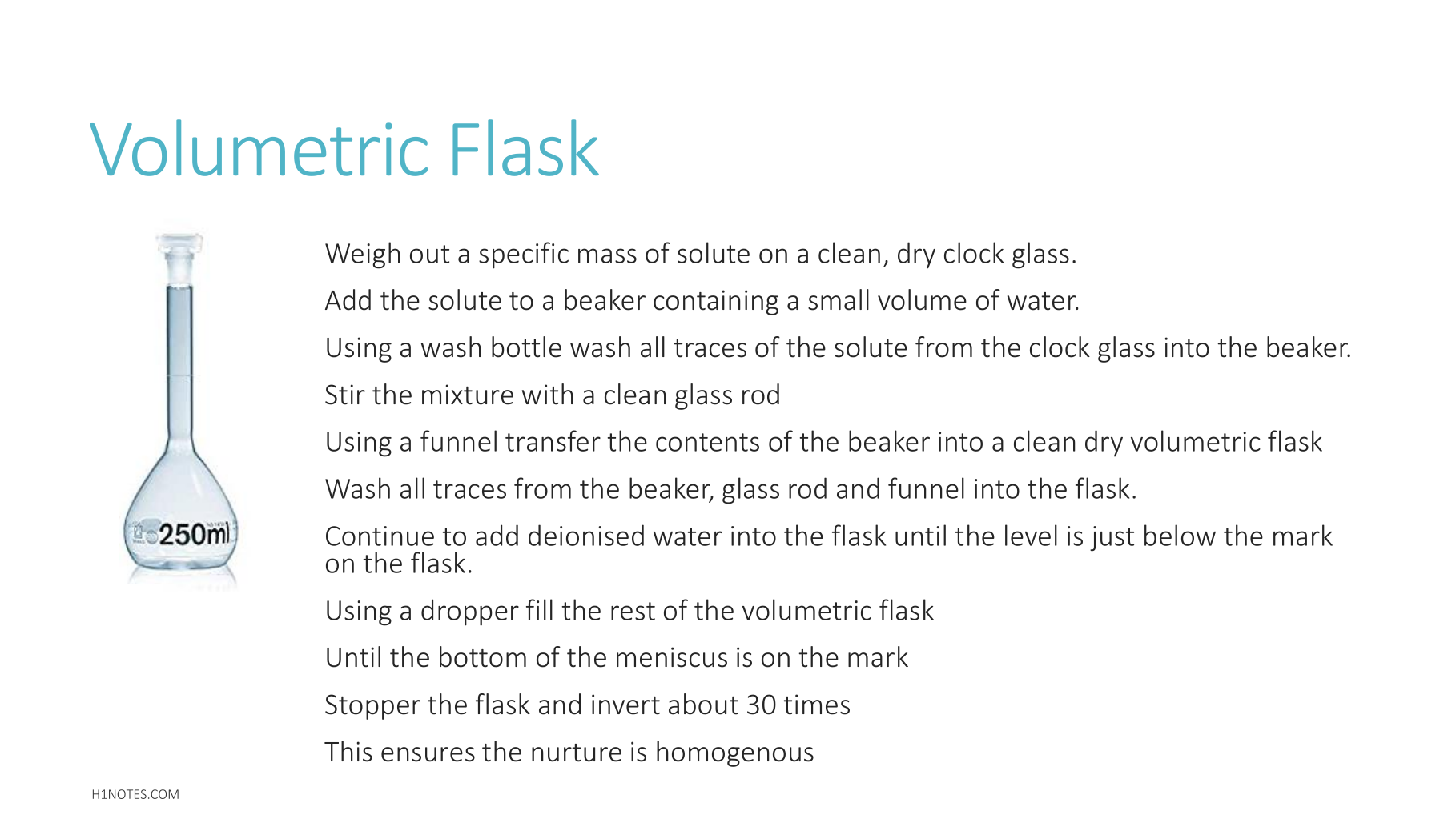 Chemistry Notes - Volumetric Flask